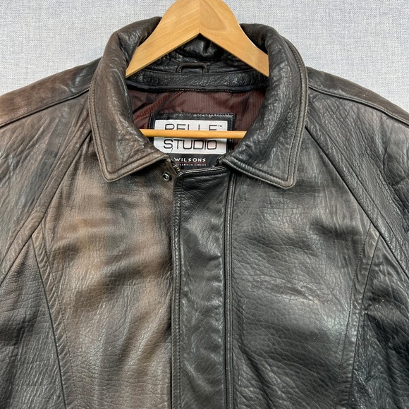 Pelle Studio Genuine Leather Bomber Jacket Men XXL Dark Brown Distressed Classic - Picture 2 of 12